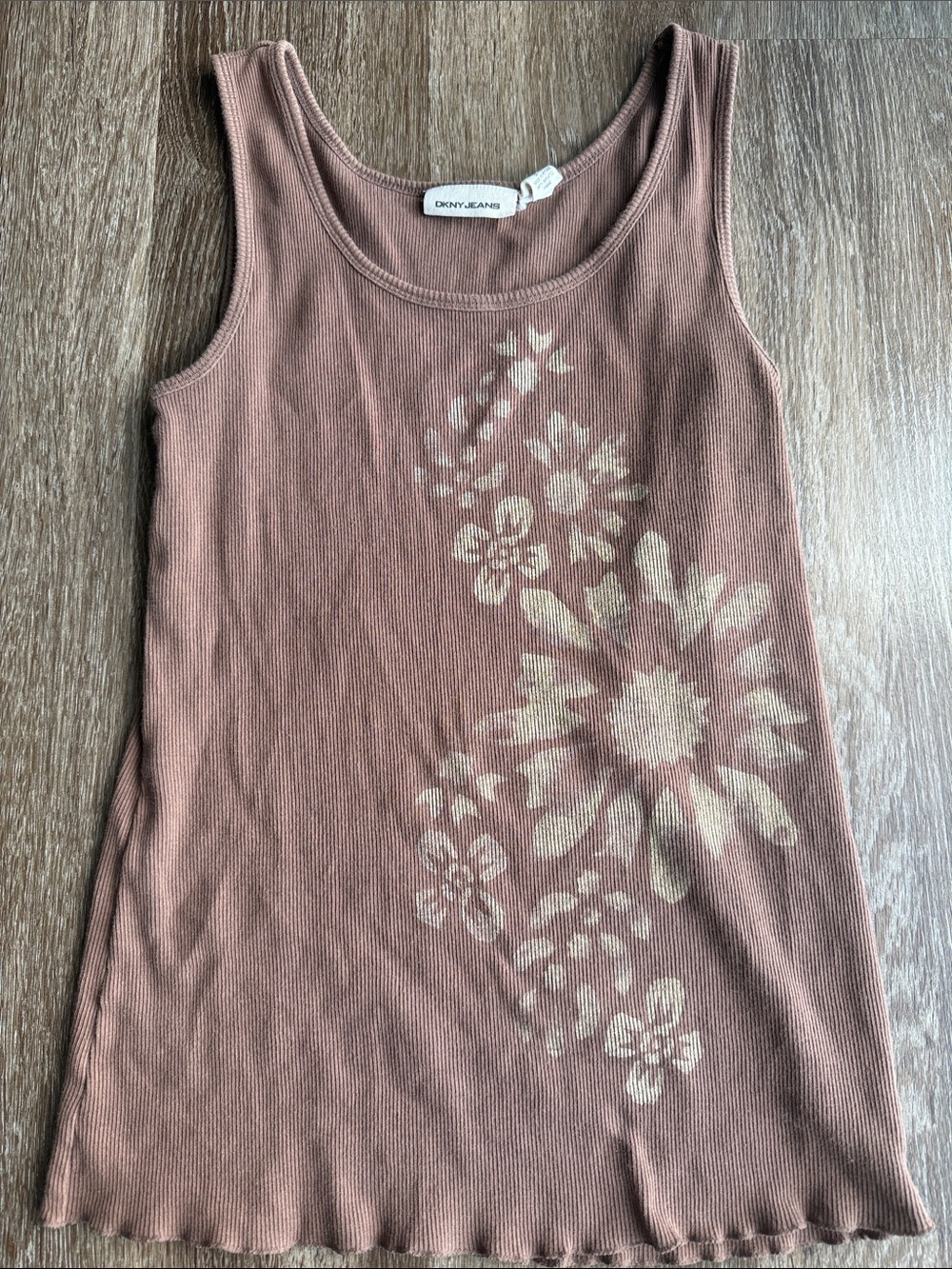 Y2K DKNY Brown Floral Tank Top